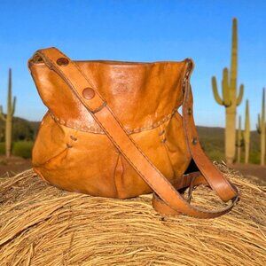 49 Square Miles Purse Saddle Tan Pebbled Leather Crossbody Bag